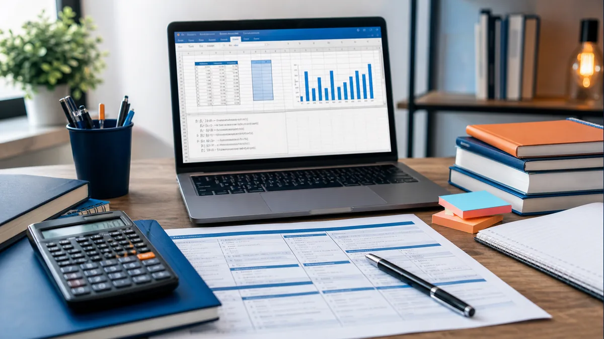Notebook com planilha para estudo de Excel em concursos da Fundatec