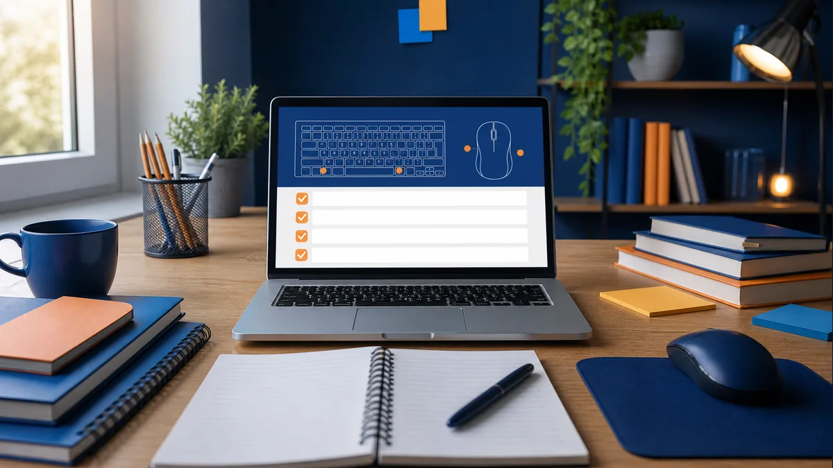 Mesa organizada para começar a estudar Informática do zero